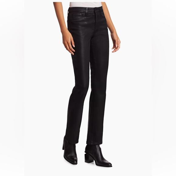 L'AGENCE  Oriana High-Rise Straight-Leg Coated Jeans - Picture 4 of 12